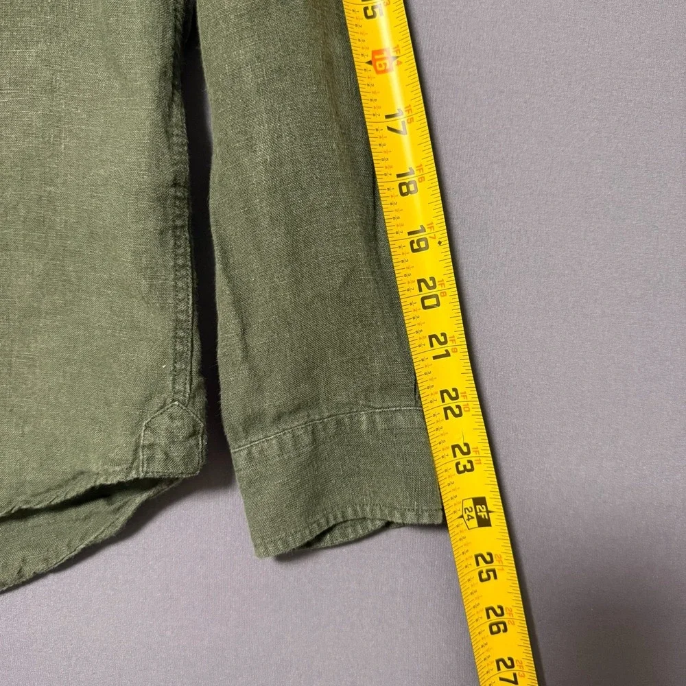 Octobre Editions Button Down Shirt Mens Sz S Green Linen Earthcore Smart Casual